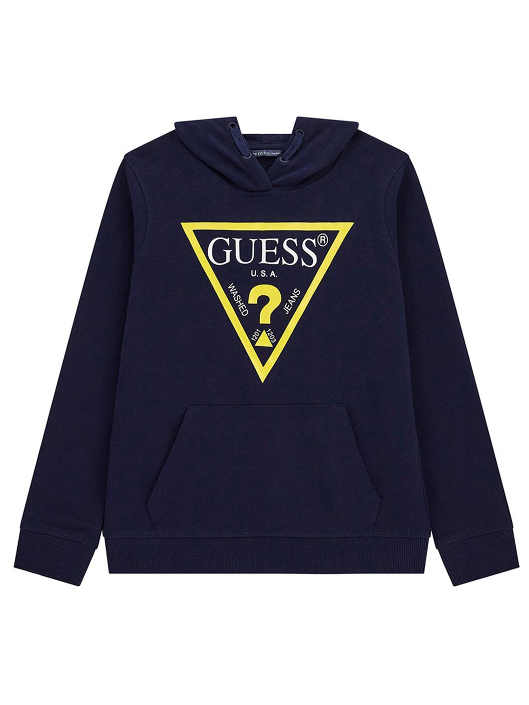 

GUESS kids Boys Typography Printed Hood Cotton Pullover Sweatshirt, Black