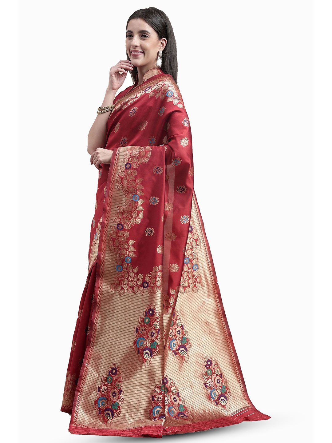 

Maroosh Woven Design Zari Saree, Red