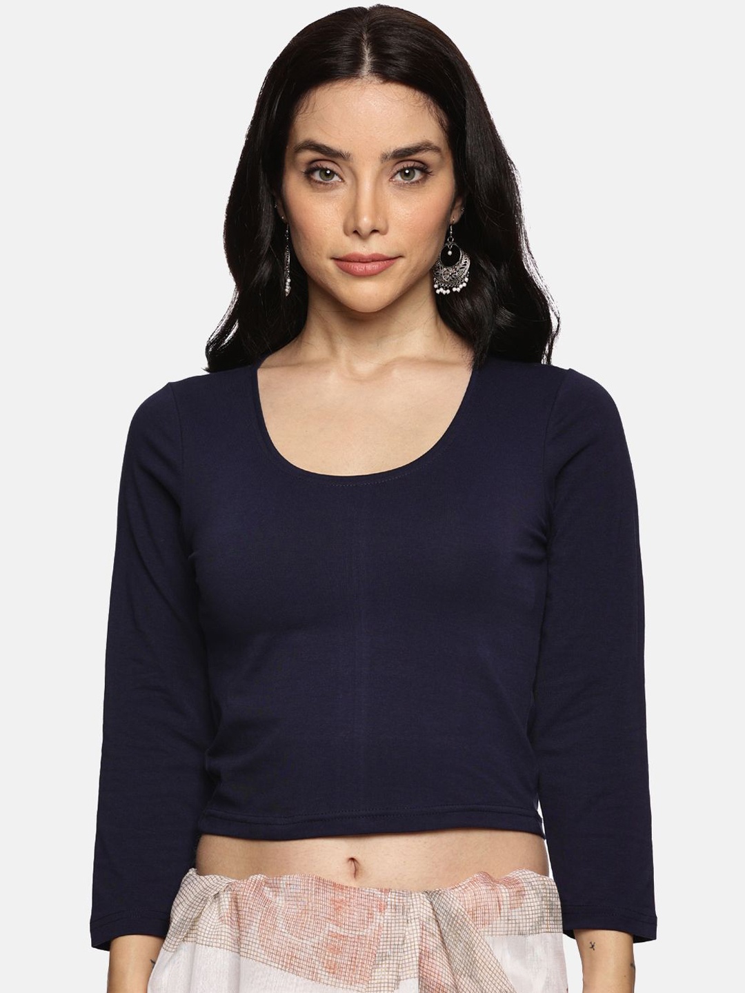 

NOT YET by us Pluse Size Non-Padded Saree Blouse, Navy blue