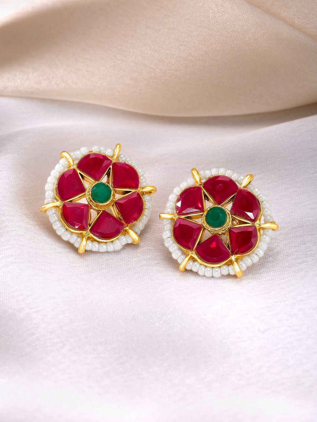 

Peora Gold Plated Stone Studded & Beaded Classic Studs