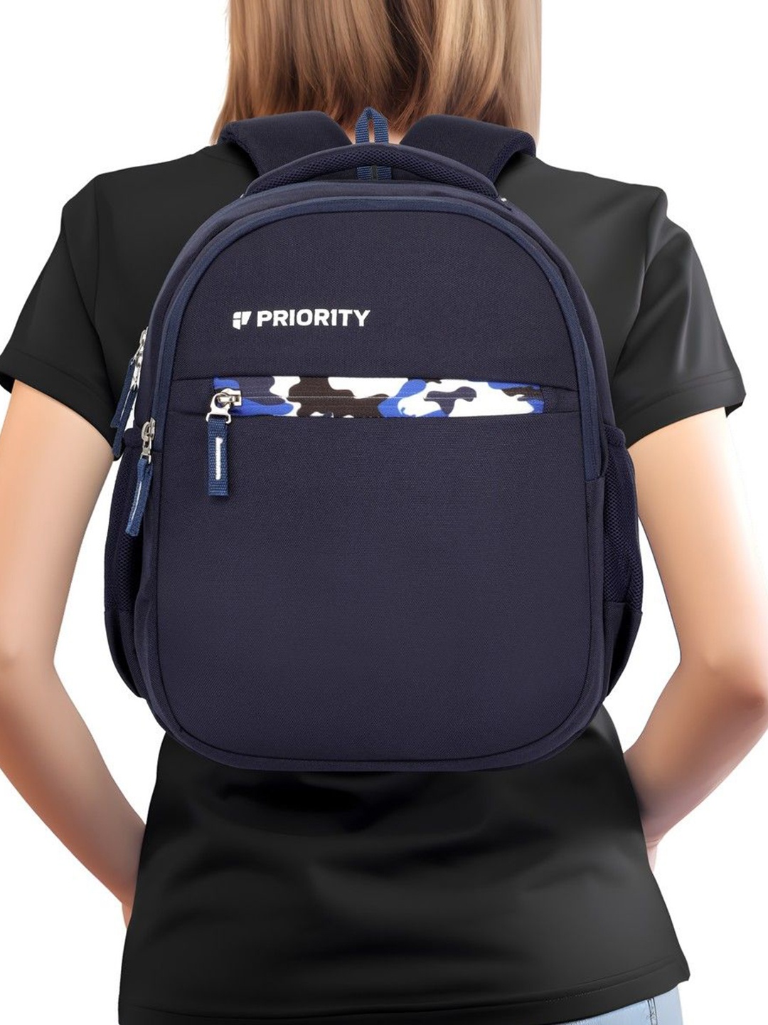 

Priority Unisex Kids Brand Logo Backpack, Navy blue