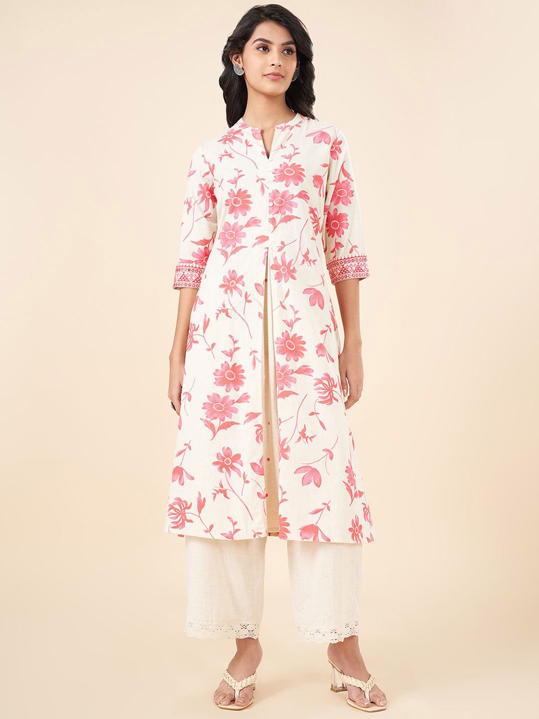 

RANGMANCH BY PANTALOONS Women Floral Printed Kurta, Pink