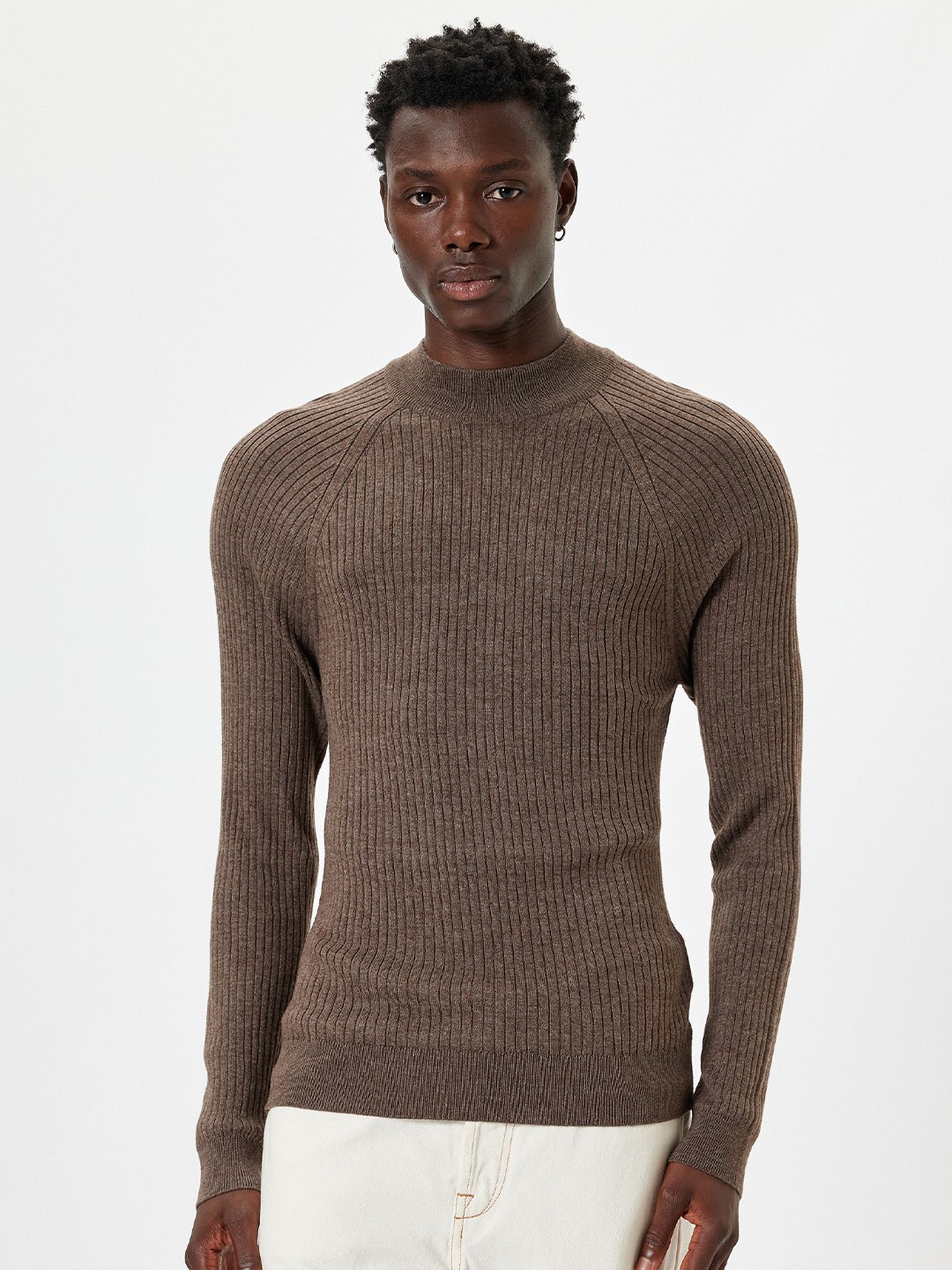 

Koton Men Ribbed Pullover Sweaters, Brown
