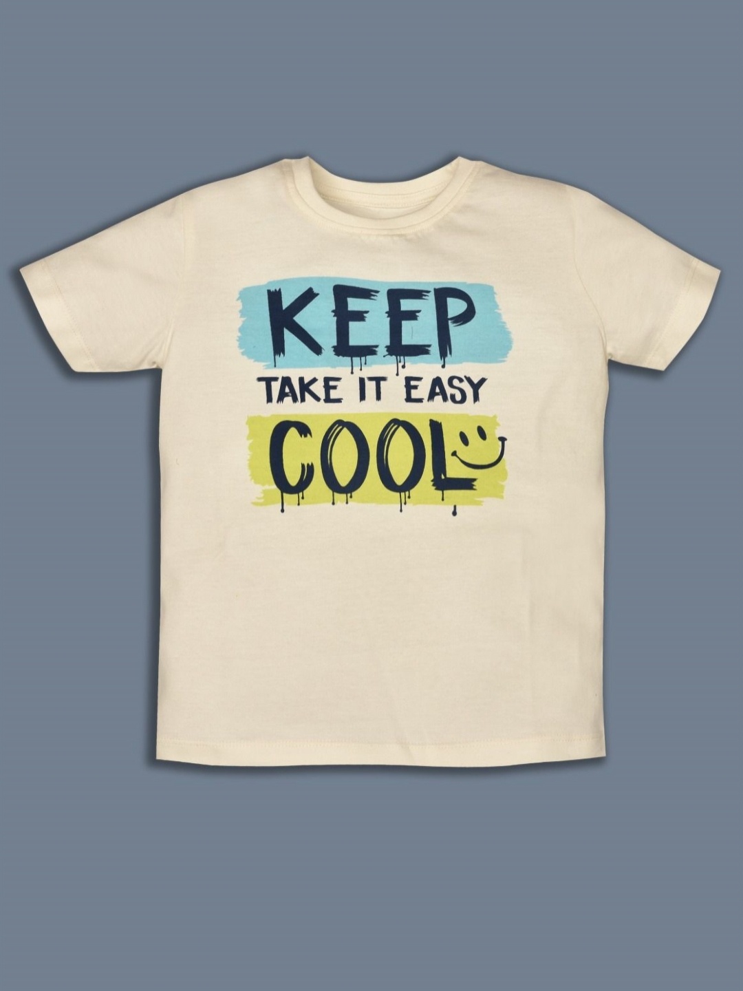 

YK Boys Typography Printed Round Neck Cotton T-shirt, Off white