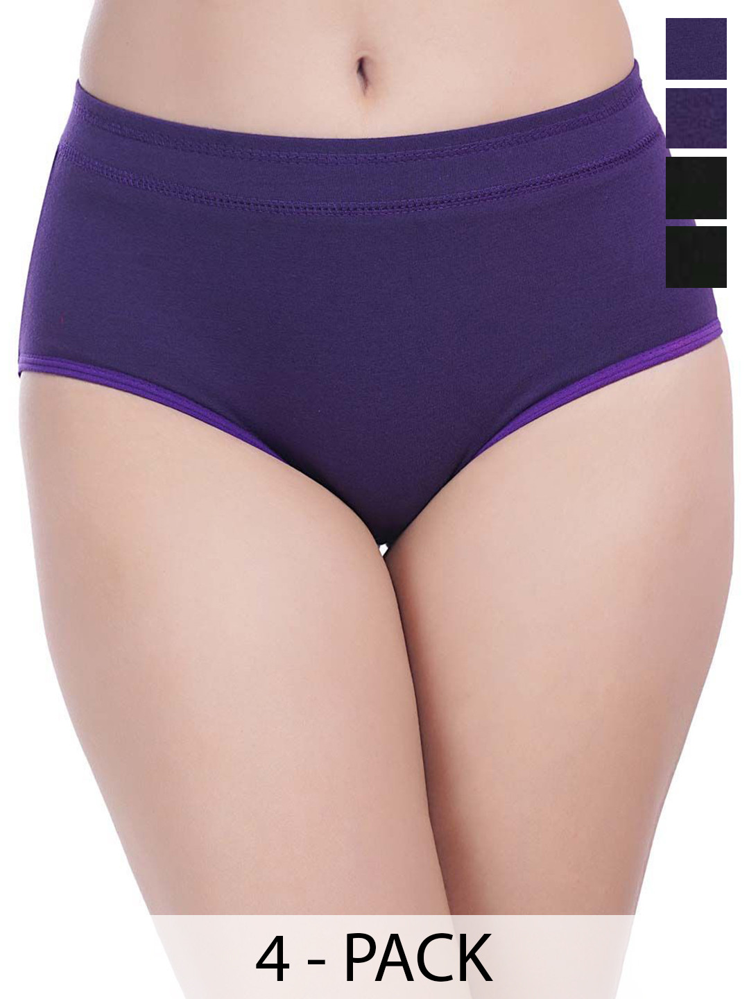 

YOU FOREVER Pack Of 4 Women High-Rise Hipster Briefs, Black