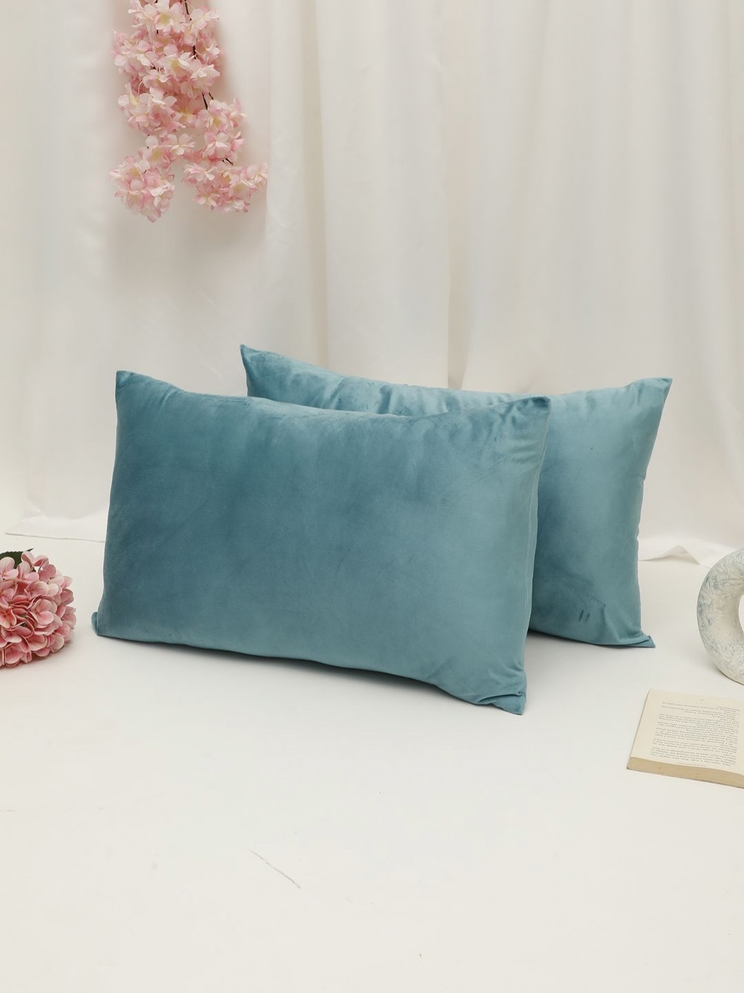 

THE CONVERSION Turquoise Blue 2 Pieces Rectangle Pillow Covers