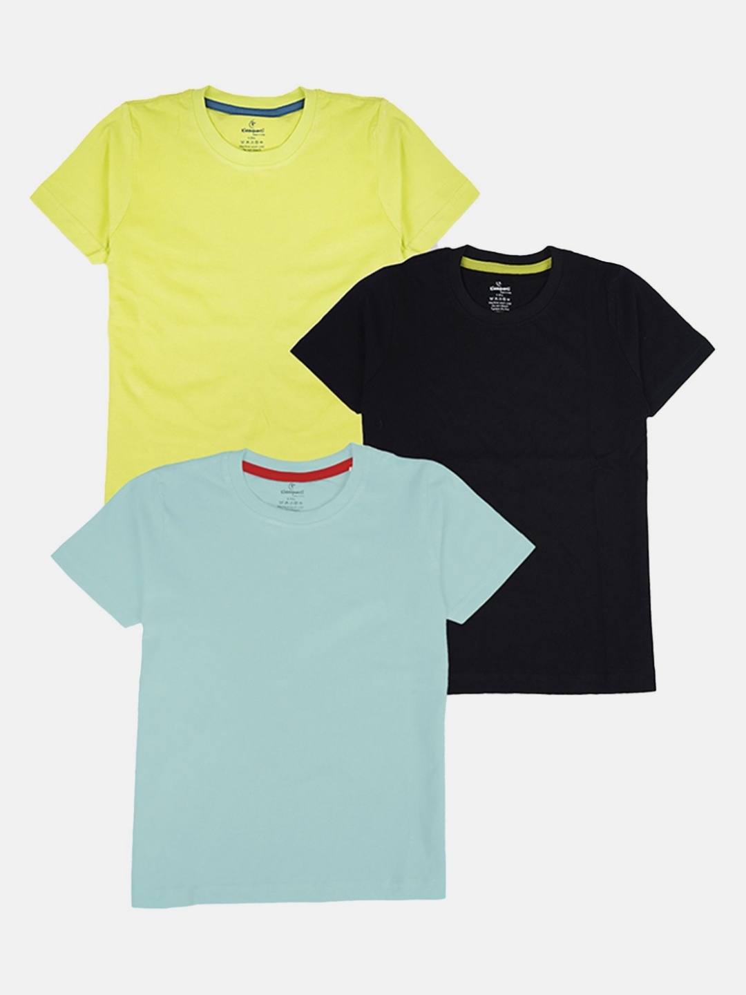 

KiddoPanti Boys Pack Of 3 Solid Round Neck Cotton T-shirts, Blue