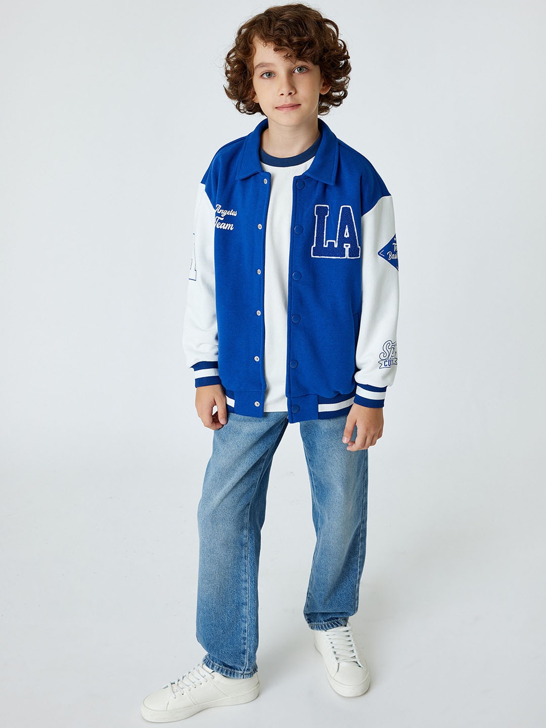 

Koton Boys Colourblocked Shirt Collar Sweatshirt, Blue