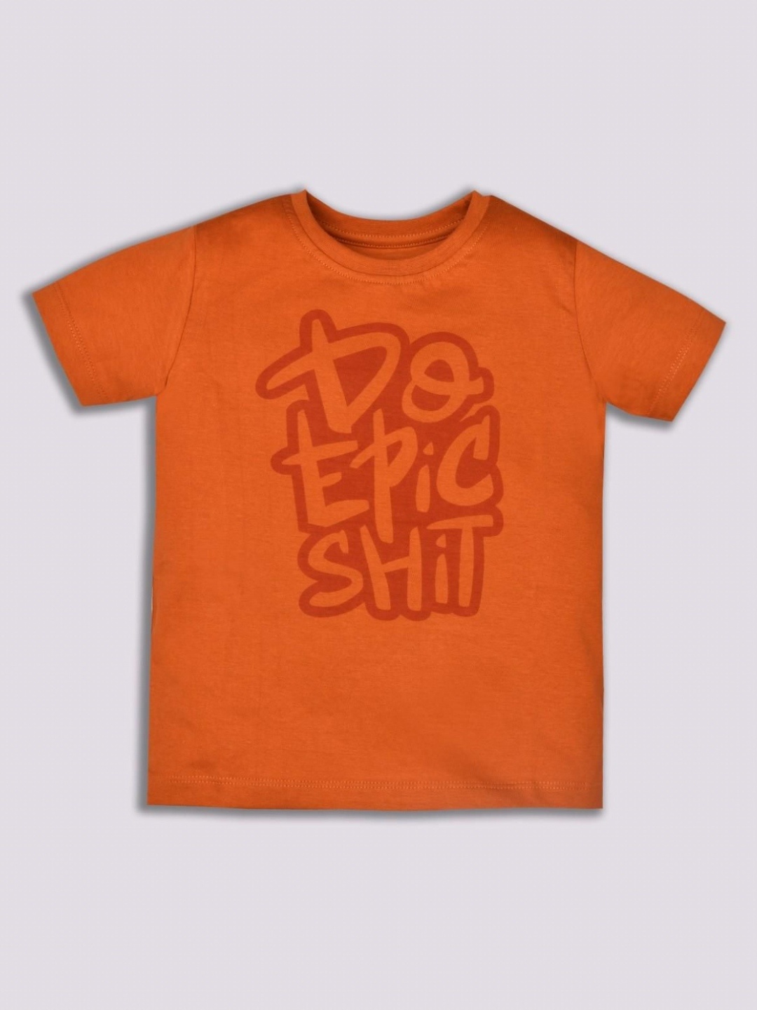 

YK Boys Typography Printed Round Neck Cotton T-shirt, Rust