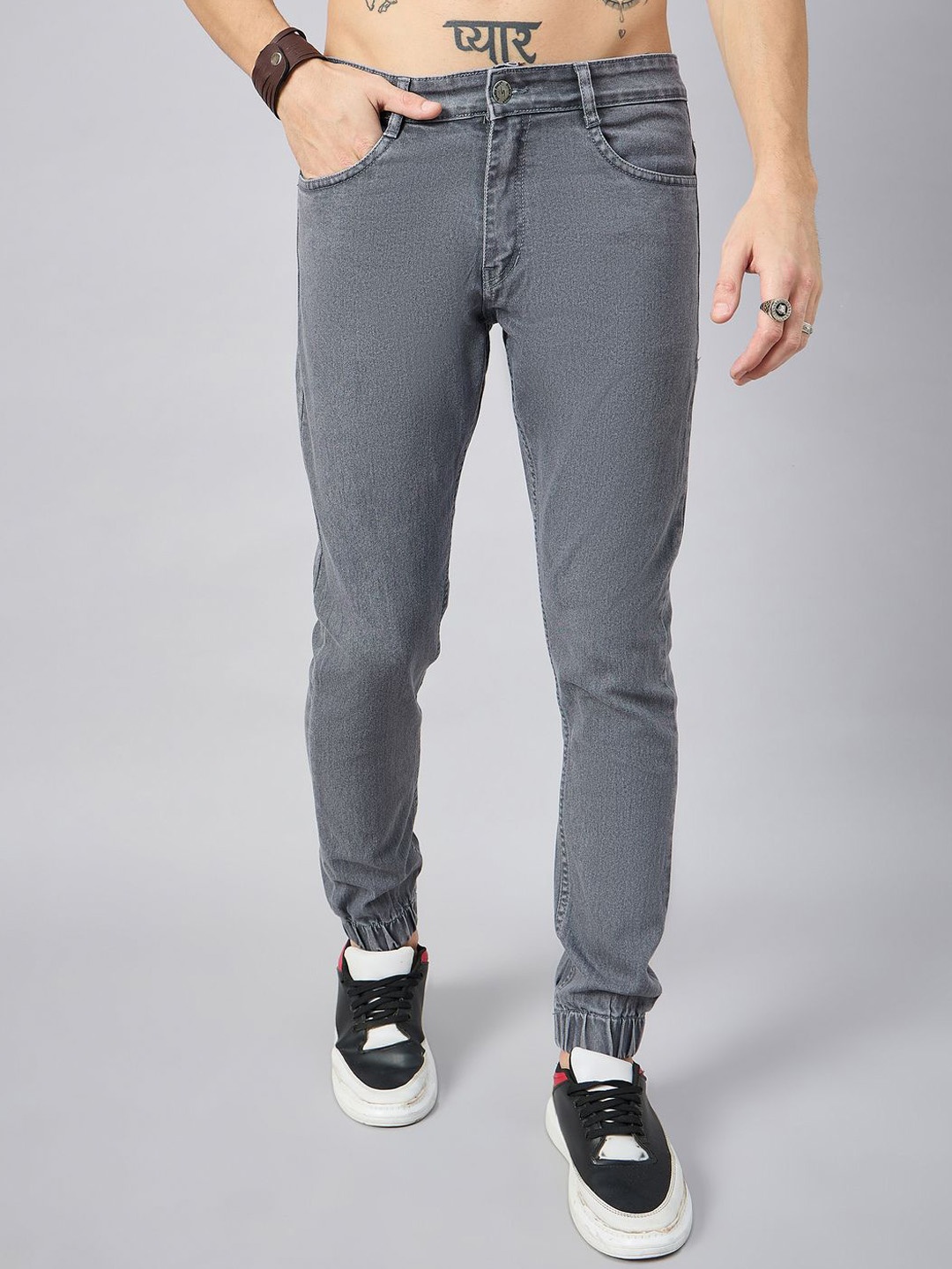 

STUDIO NEXX Men Jogger Stretchable Jeans, Grey