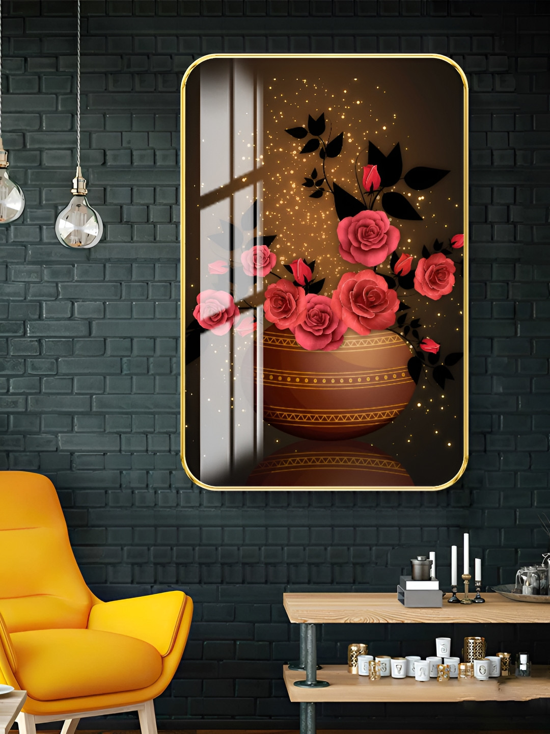 

WALLMAX Gold-Toned 1 Piece Wood Other Wall Paintings