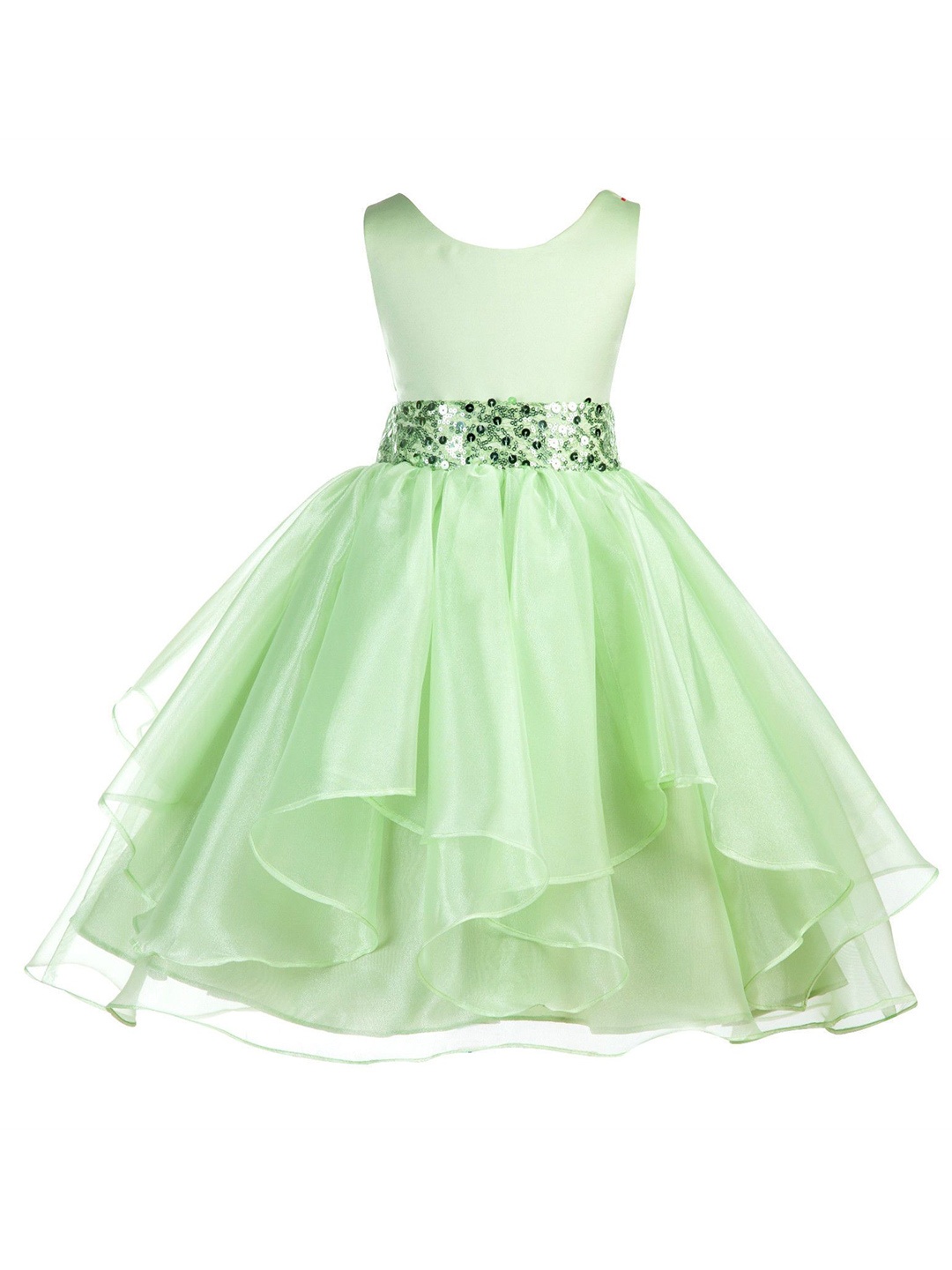 

Wish little Girls Round Neck Sleeveless Net Maxi Dress, Green