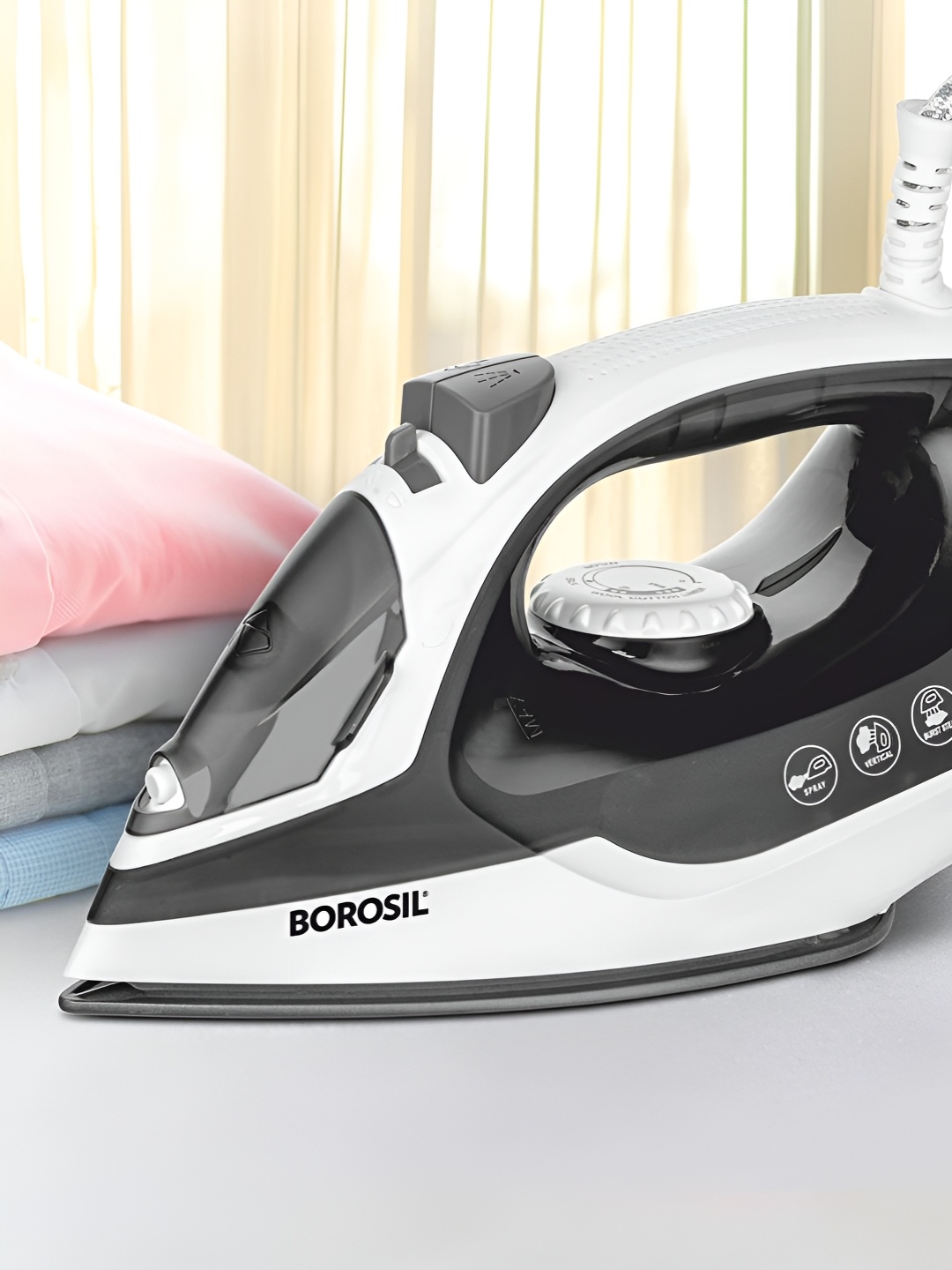 

BOROSIL SmartPress Grey 1380W Steam Iron, Black