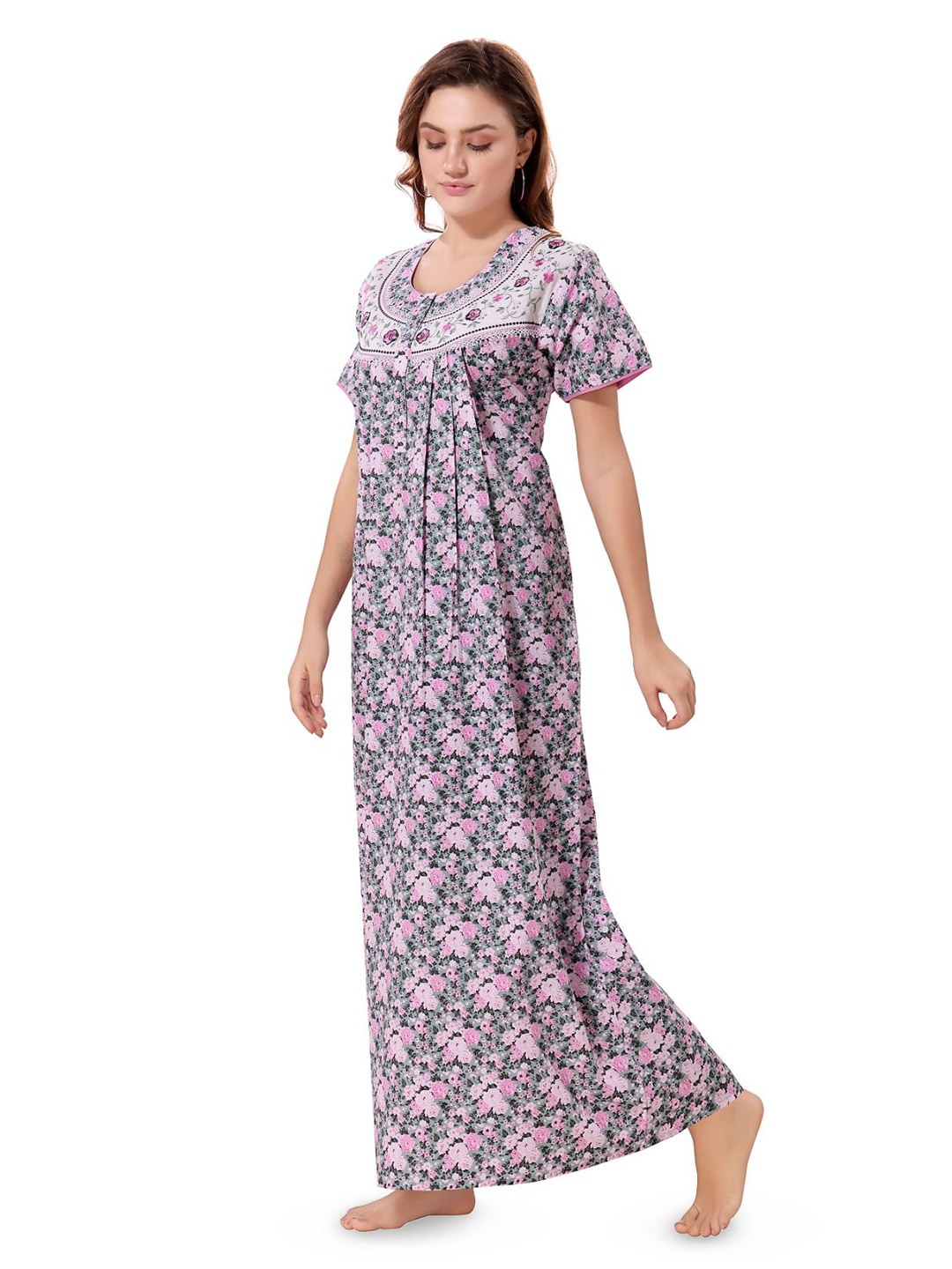 

Soulemo Printed Pure Cotton Maxi Nightdress, Purple