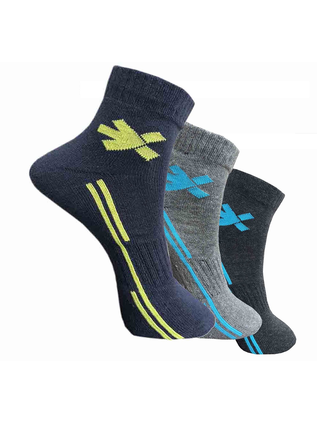 

HRX by Hrithik Roshan Unisex Pack Of 3 Printed Ankle-Length Socks, Blue