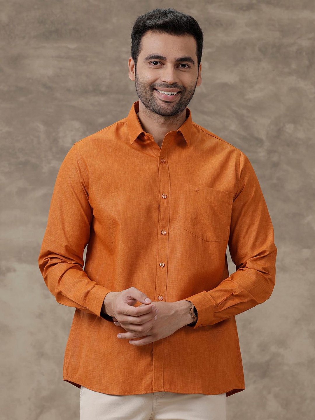 

Ramraj Solid Full Sleeves Shirt, Orange