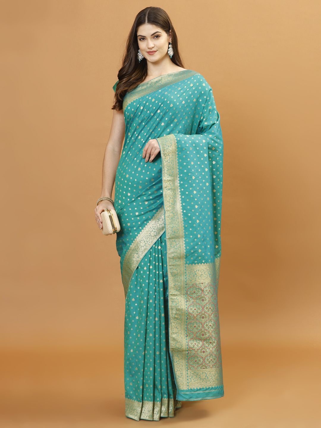 

Meena Bazaar Woven Design Zari Banarasi Saree, Green