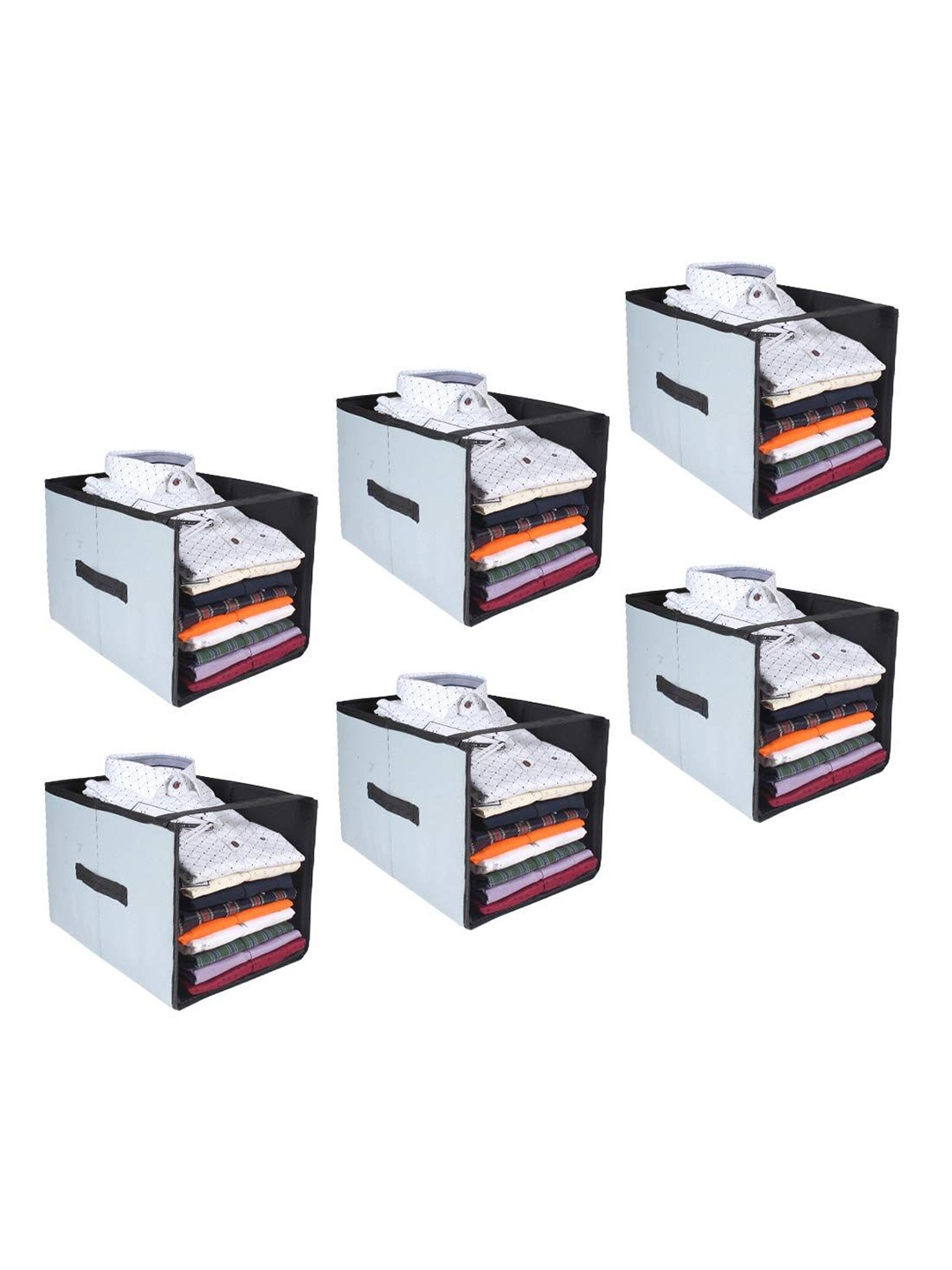 

prettykrafts Grey & Black 6 Pieces Drawer Organisers