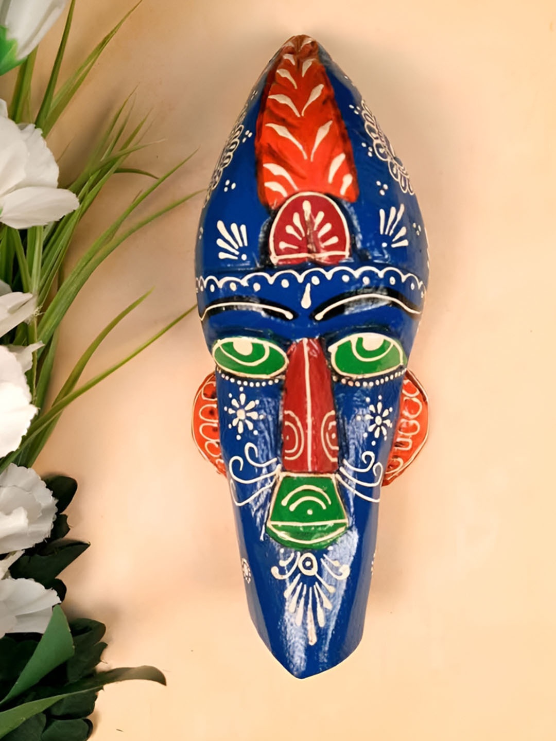 

apka mart Blue & Red Wooden Tribal Masks Wall Decor