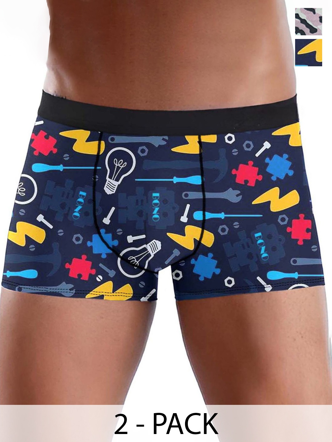 

DISPENSER Men Pack Of 2 Printed Breathability Trunks V1-C1-C15-L, Navy blue