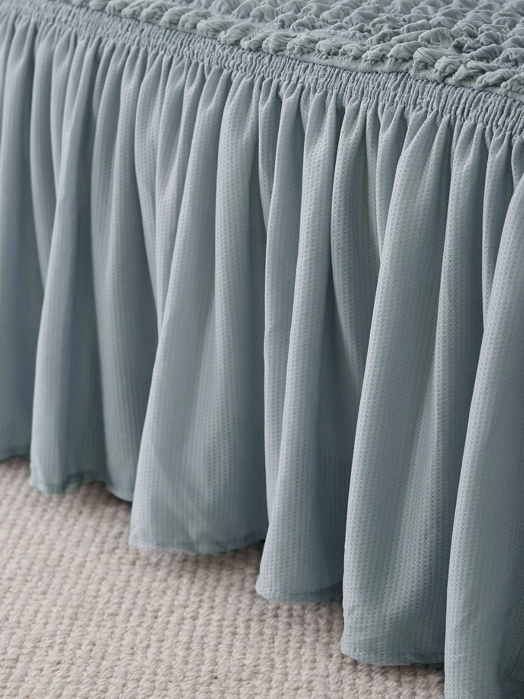 

B BESTILO Grey Polyester 3 Piece Sofa Cover With Arms