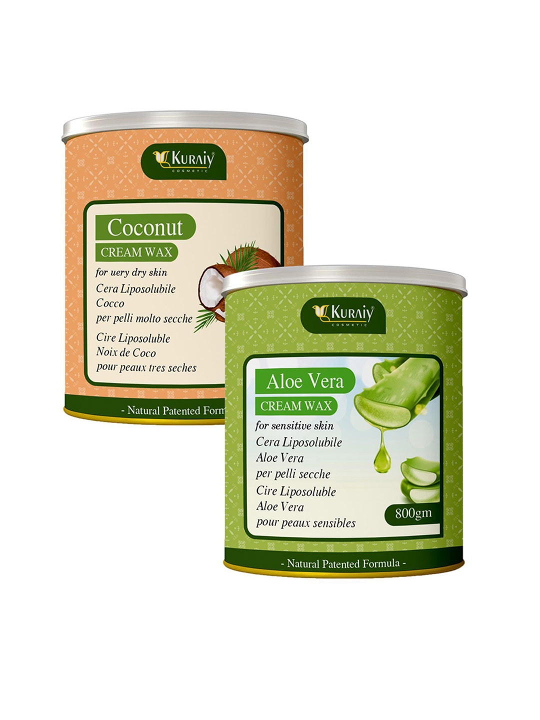 

KURAIY Set Of 2 Aloevera & Coconut Cream Wax For Smooth Hair Removal - 800 g Each, Green