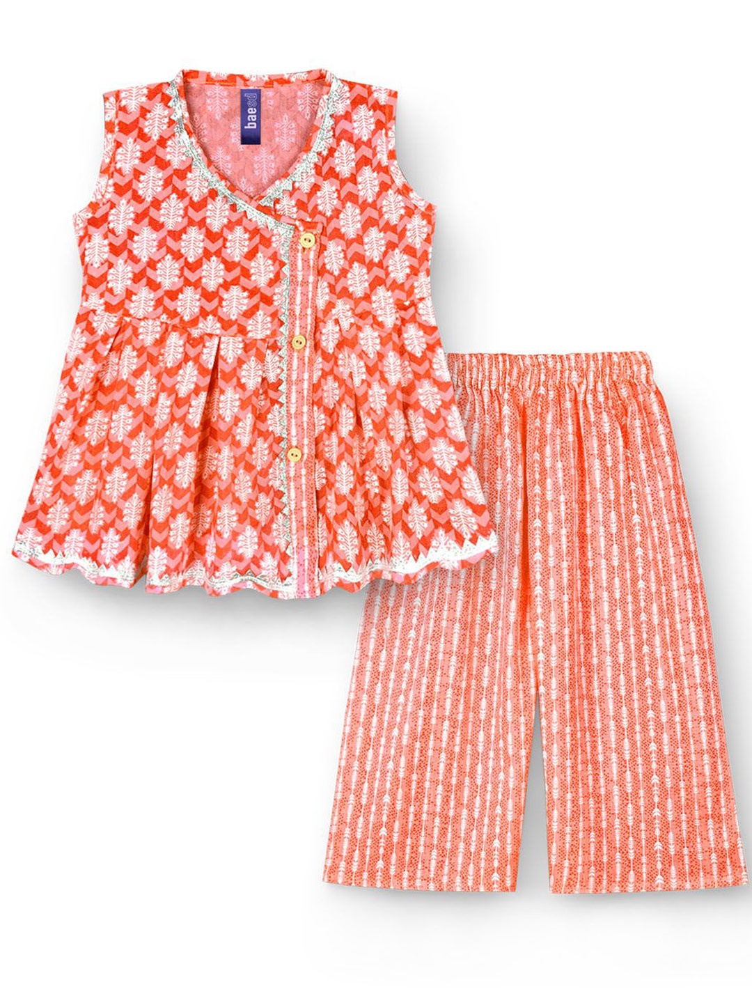 

BAESD Girls Printed Tunic with Trousers, Orange