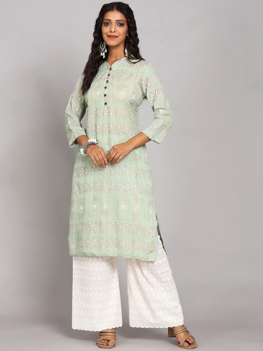 

Chandbaali Women Ethnic Motifs Printed Kurta, Green