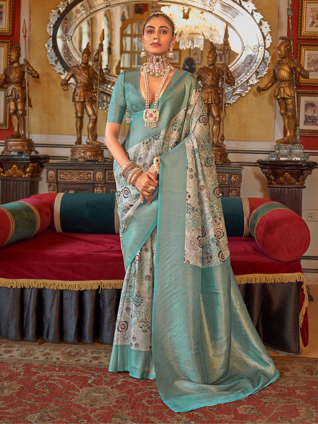 

Anouk Paisley Zari Kanjeevaram Saree, Beige