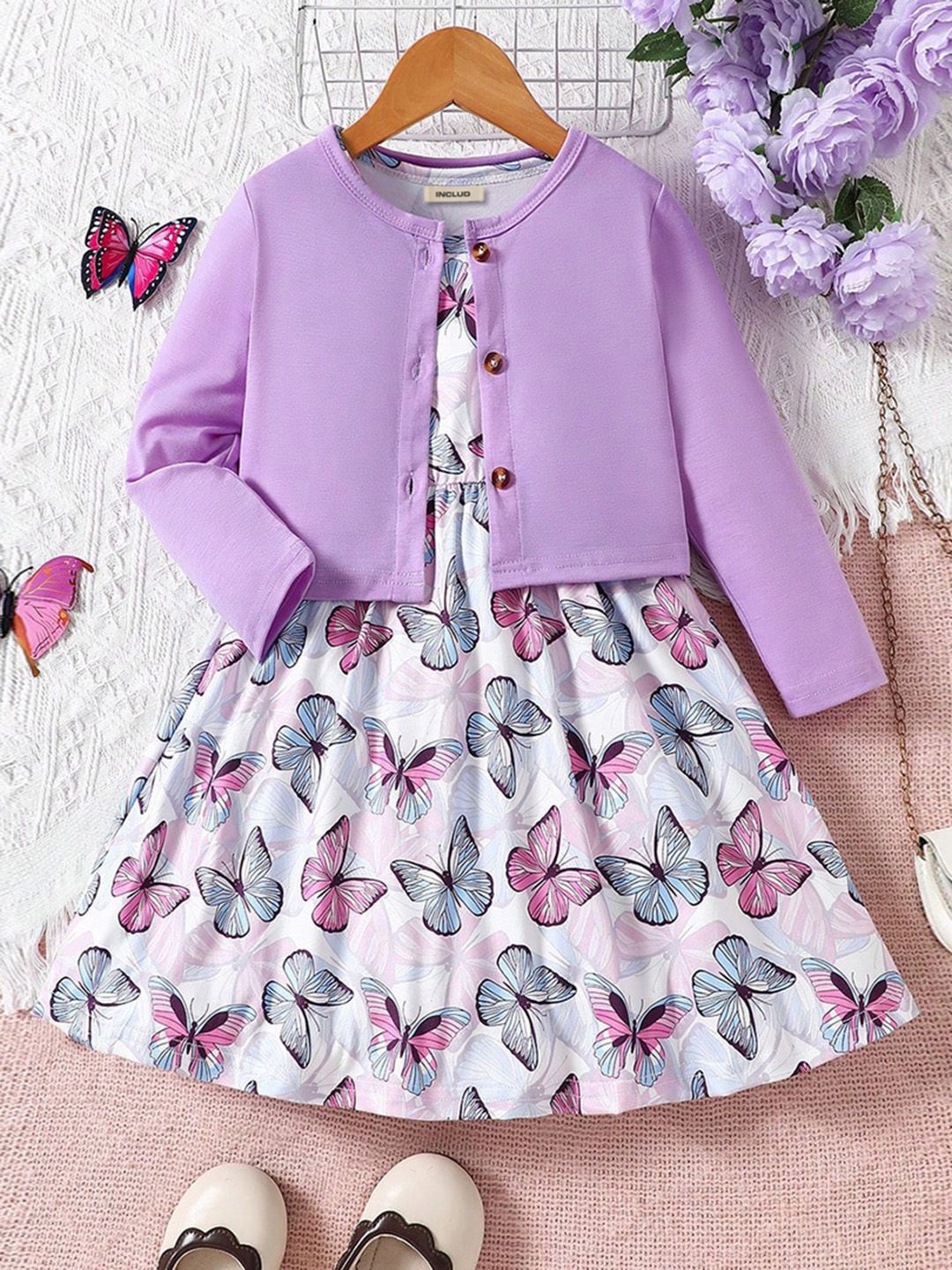 

INCLUD Conversational Printed Fit & Flare Dress, Purple