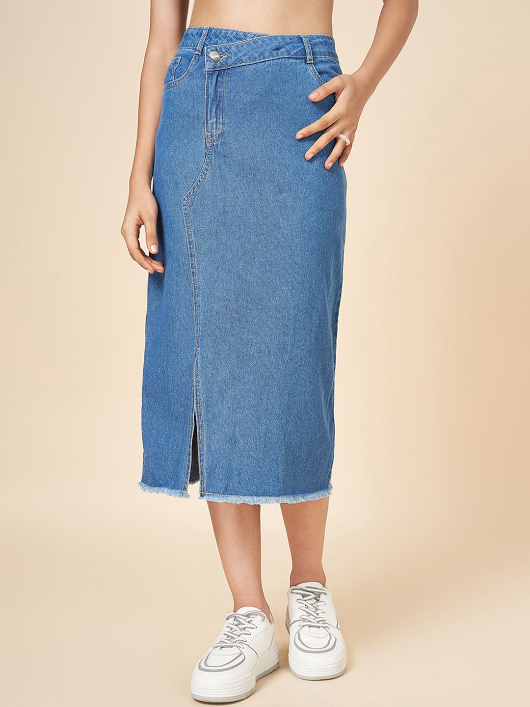 

Coolsters by Pantaloons Girls Straight Midi Front Slit Skirt, Blue
