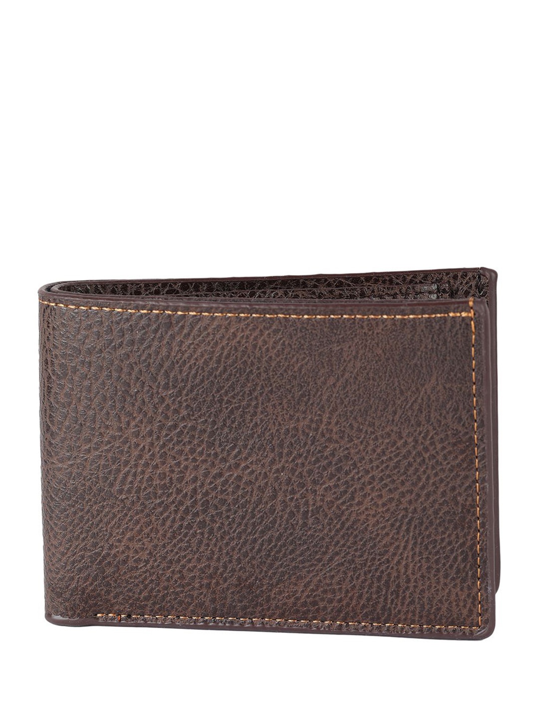 

SAZARA Women Solid Textured Leather Two Fold Wallet, Brown