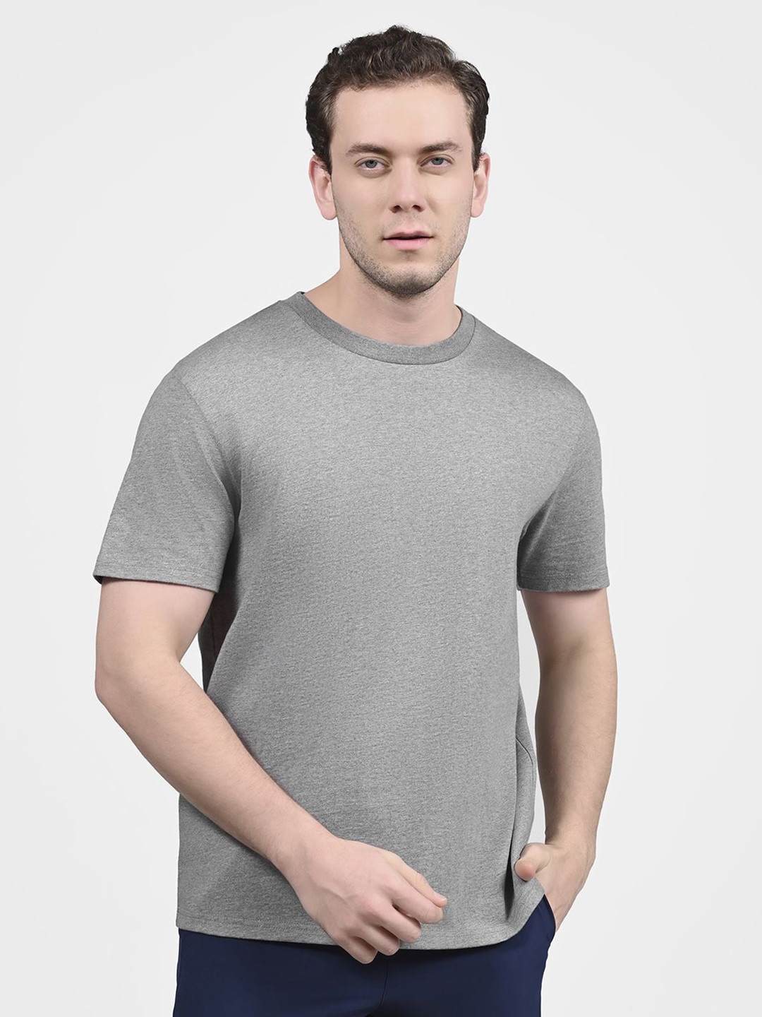 

Skechers Men Solid Round Neck Cotton T-shirt, Grey