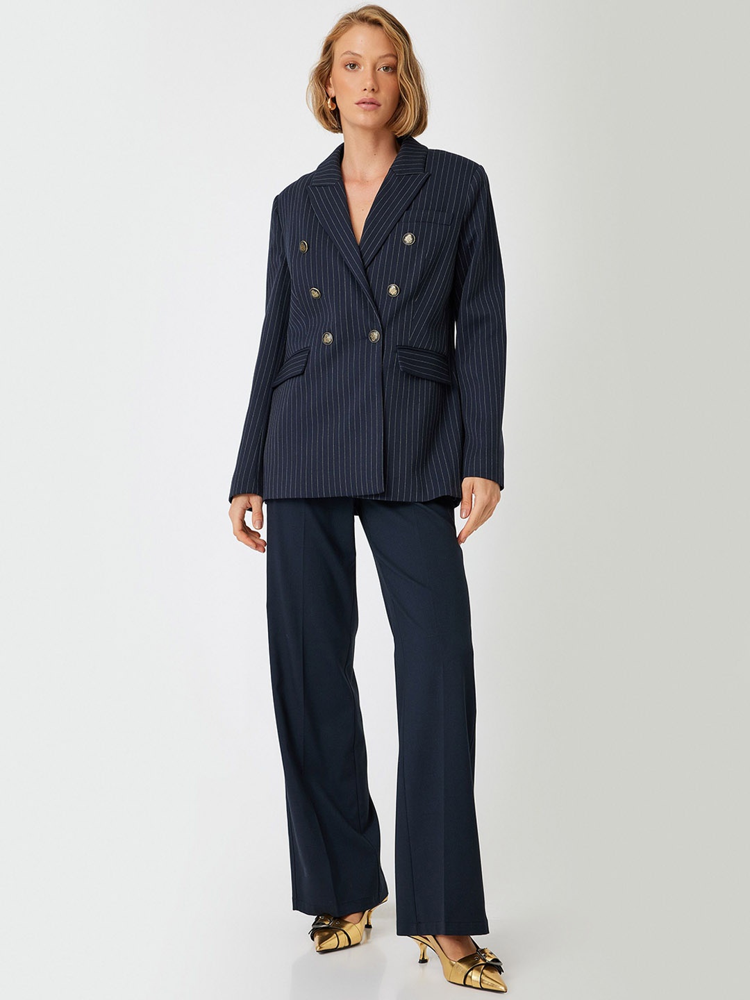 

Koton Double-Breasted Casual Blazer, Navy blue