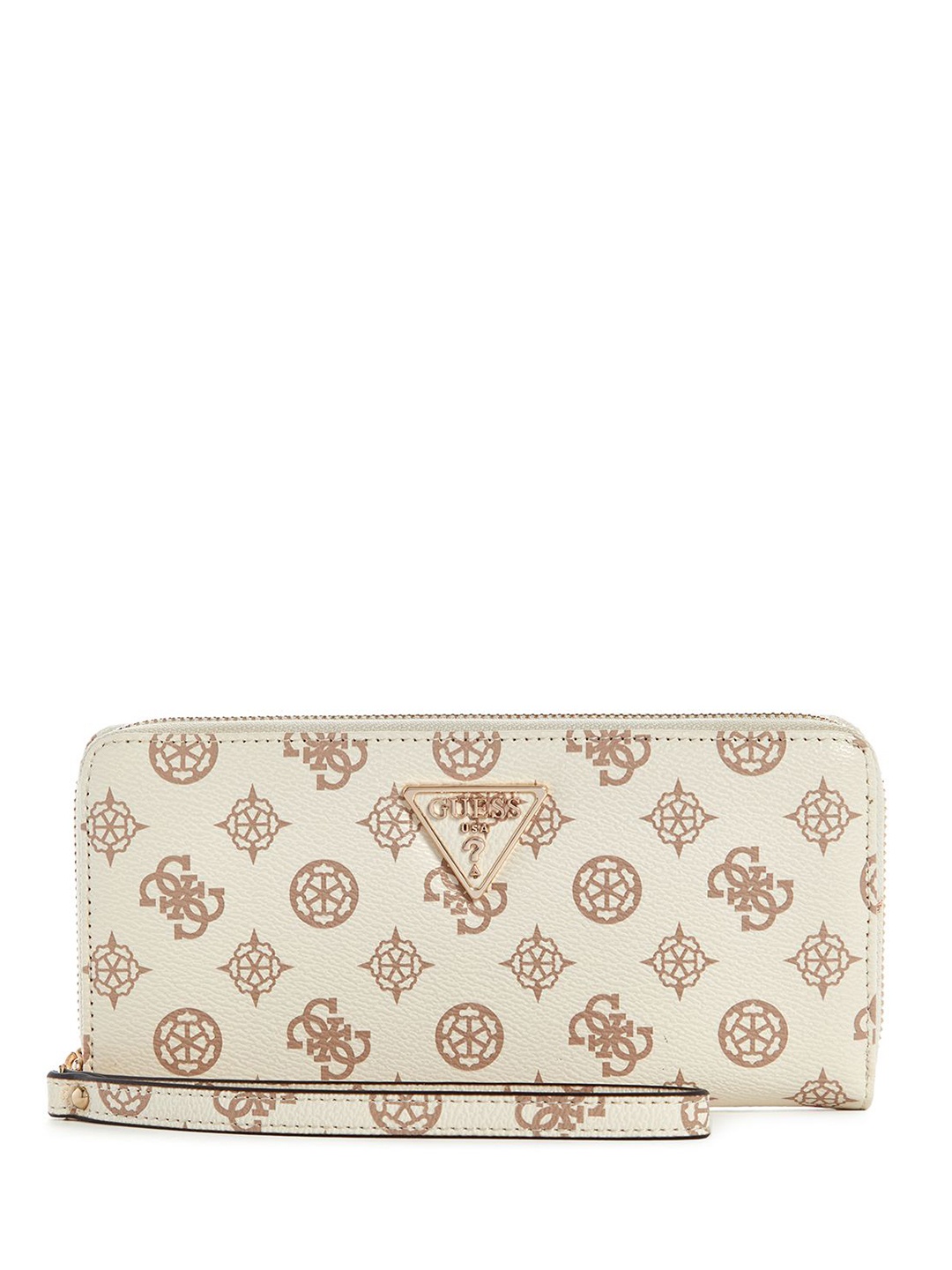 

GUESS Women Logo Printed Zip Around Wallet, Cream