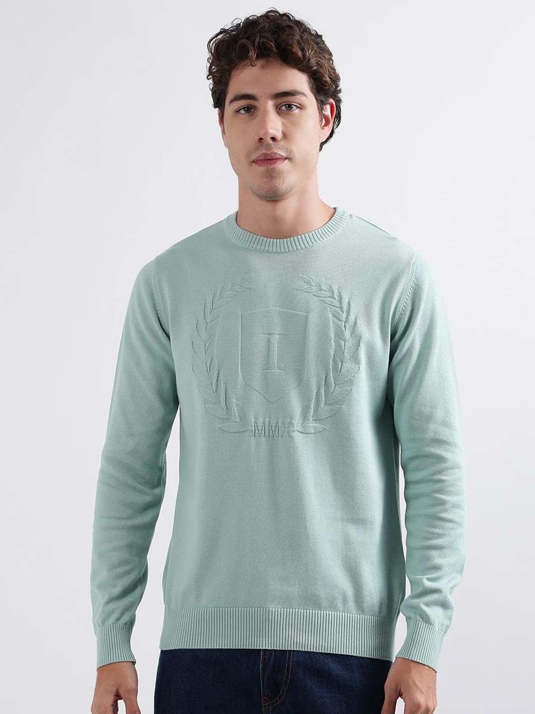 

Iconic Men Cable Knit Pure Cotton Pullover, Green
