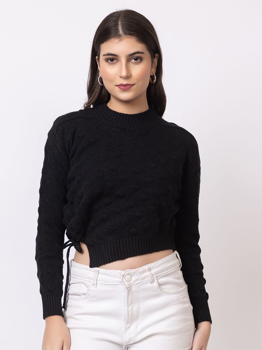 

GFO Women Solid Woollen Sweaters, Black