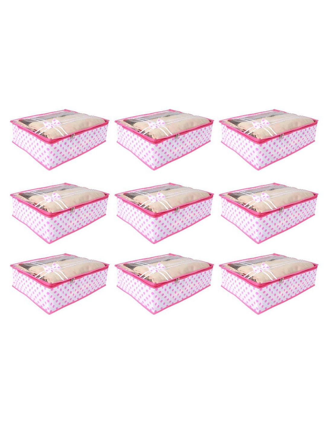 

prettykrafts Pink & White 9 Pieces Multi-Utility Organiser