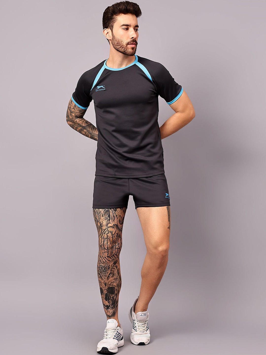 

Shiv Naresh Men Short Sleeves Kabaddi T-Shirt & Shorts Scuba Co-Ords, Black