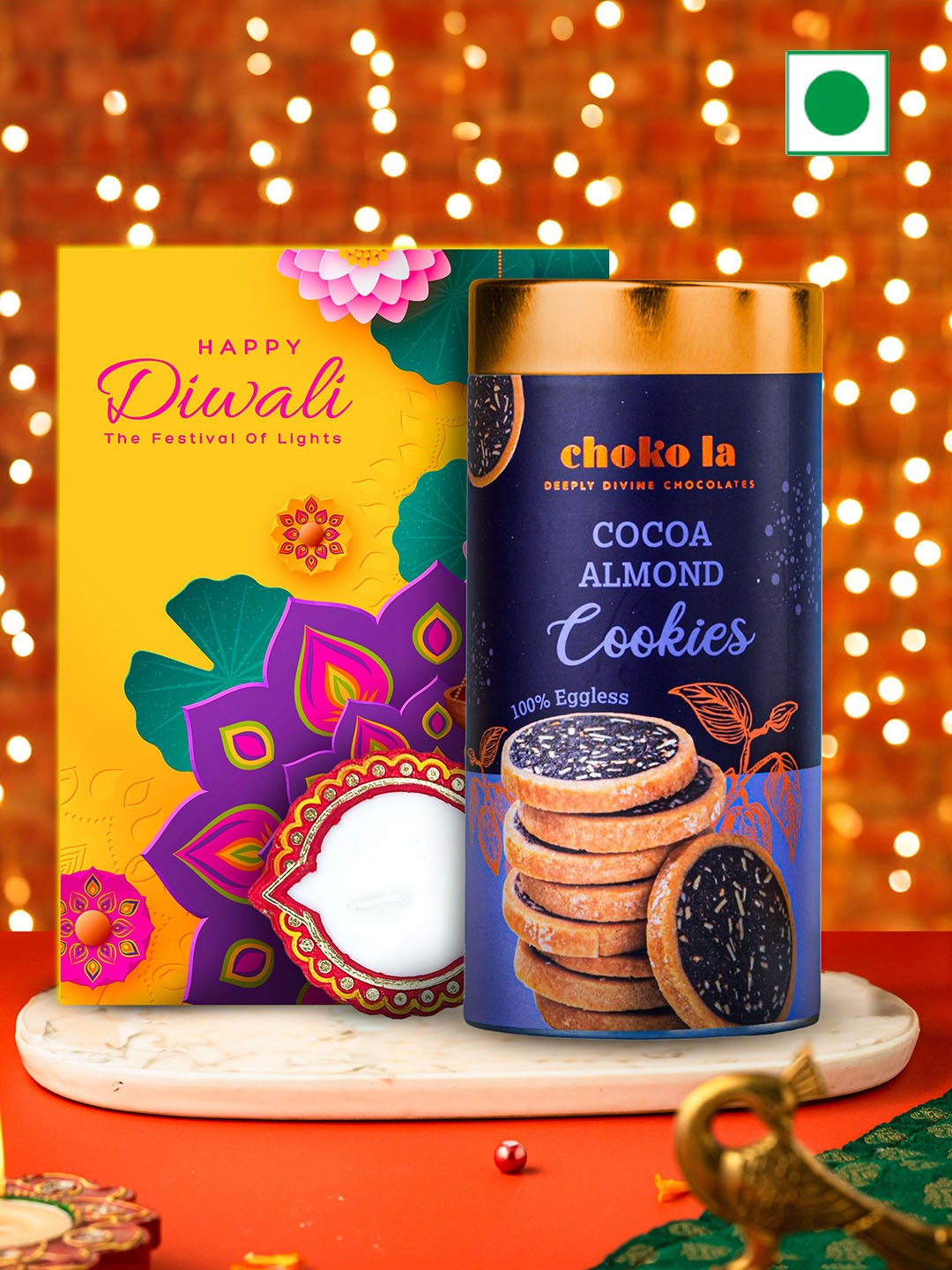 

choko la Cocoa Almond Cookies-170 Gm, Orange
