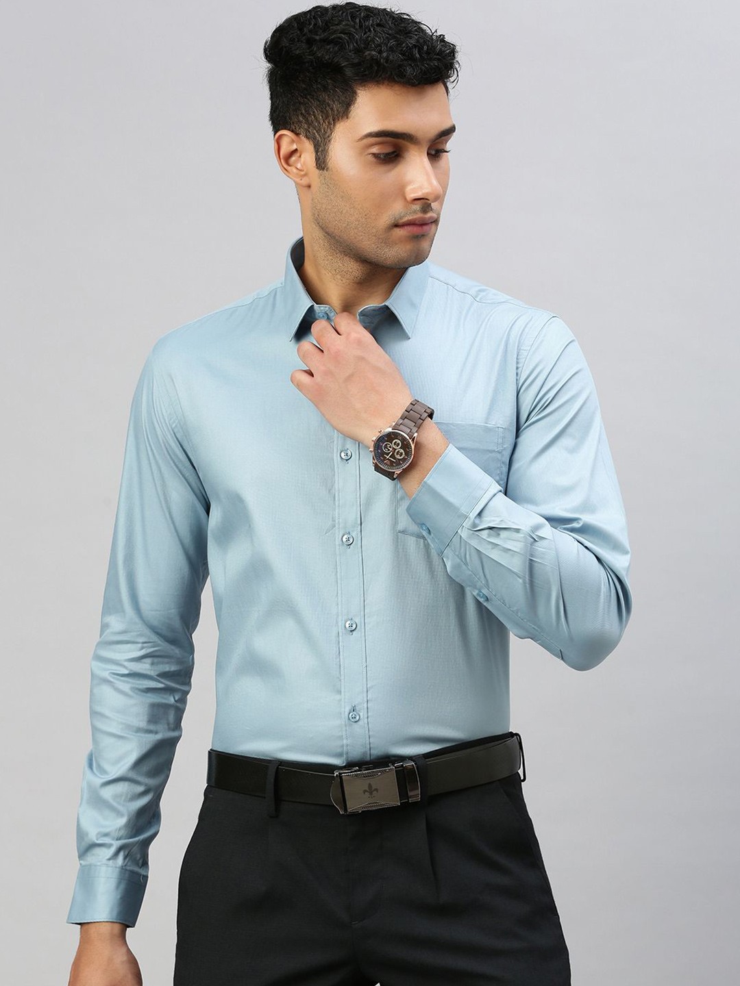 

Ramraj Solid Full Sleeves Shirt, Blue