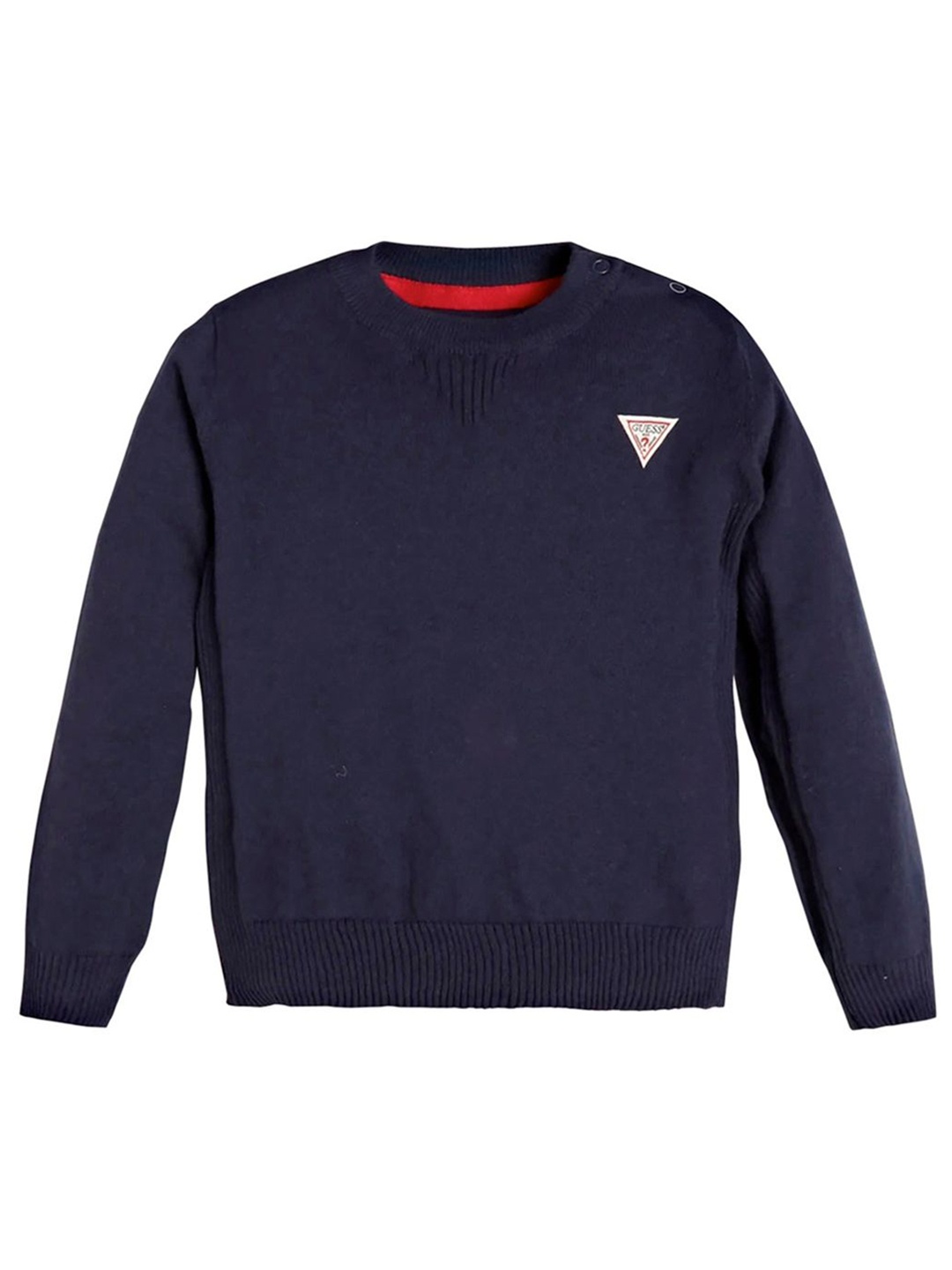 

GUESS kids Boys Solid Round Neck Cotton Pullover Sweatshirt, Navy blue