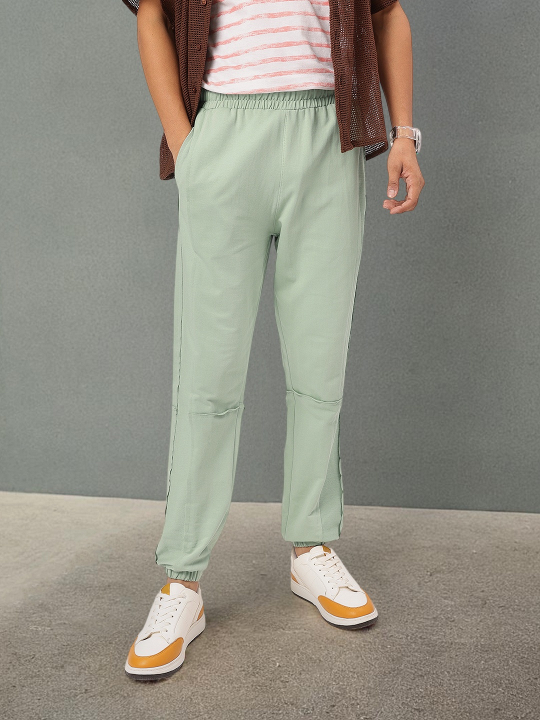 

Kook N Keech Dress to Di-stress Raw Edge Detail Paneled Joggers, Green