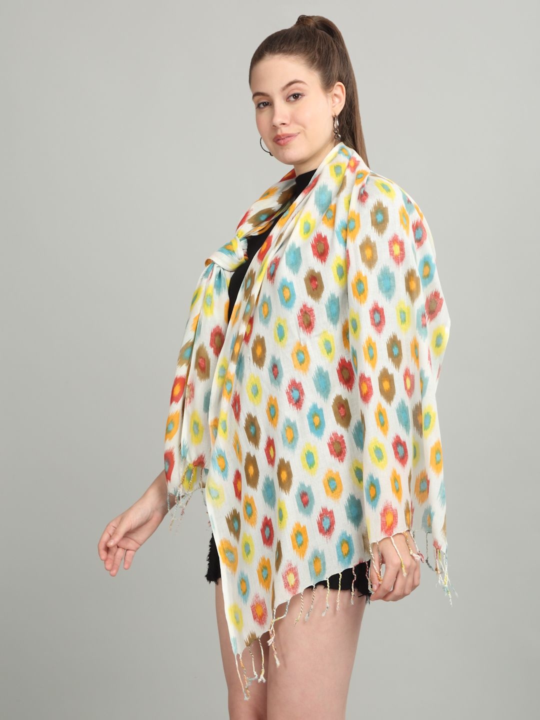 

J Style Women Printed Stole, White