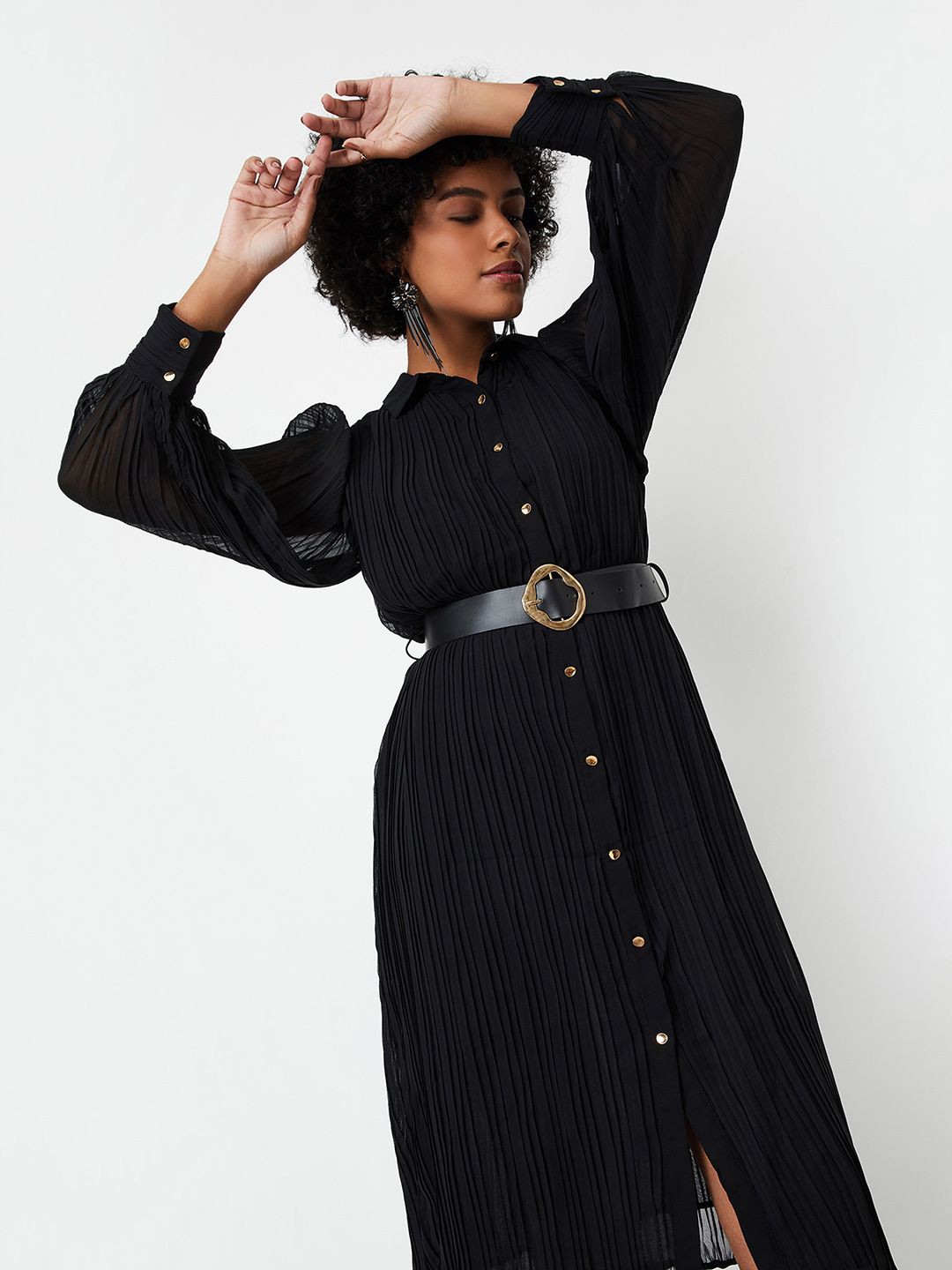 

max Striped Shirt Dress, Black