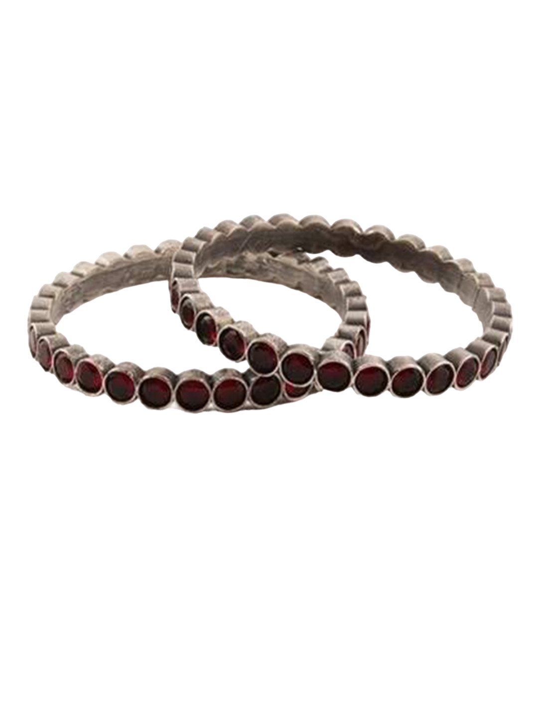 

The Pari Set Of 2 Silver-Plated Stone Studded Oxidised Bangles