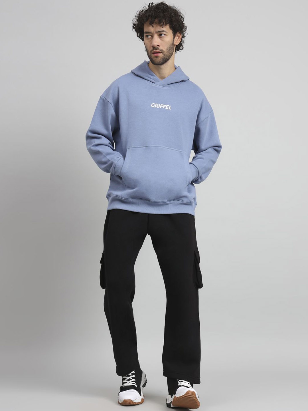 

GRIFFEL Men Printed Hood Tracksuits, Blue