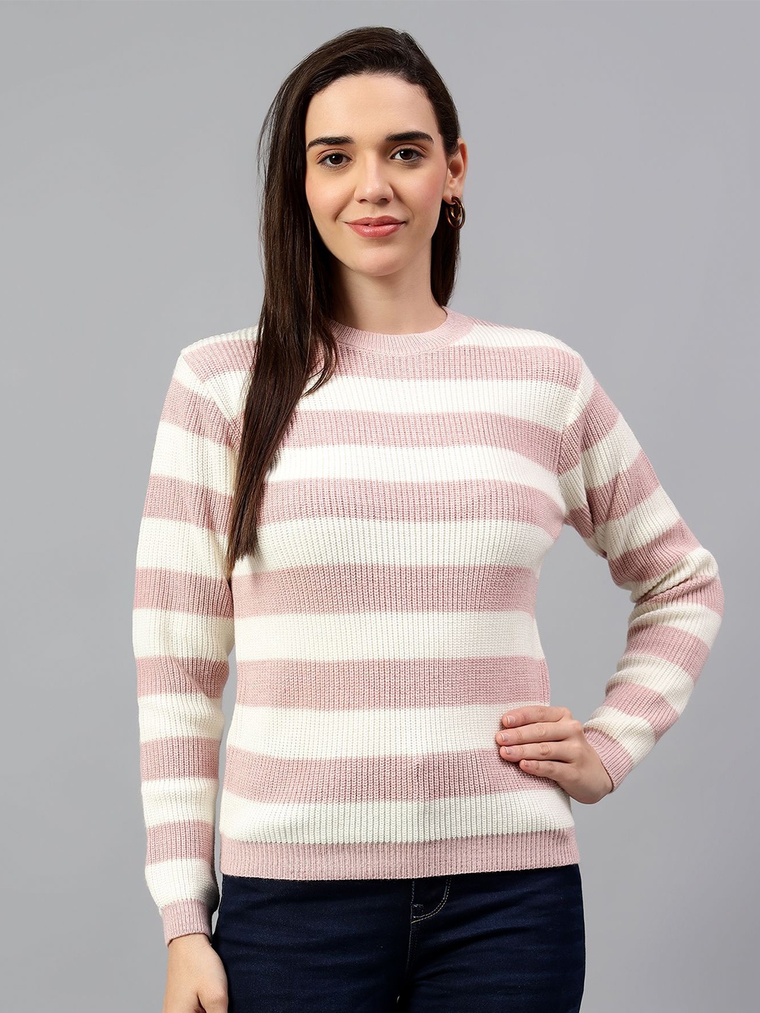 

Cantabil Women Colourblocked Pullover, Pink