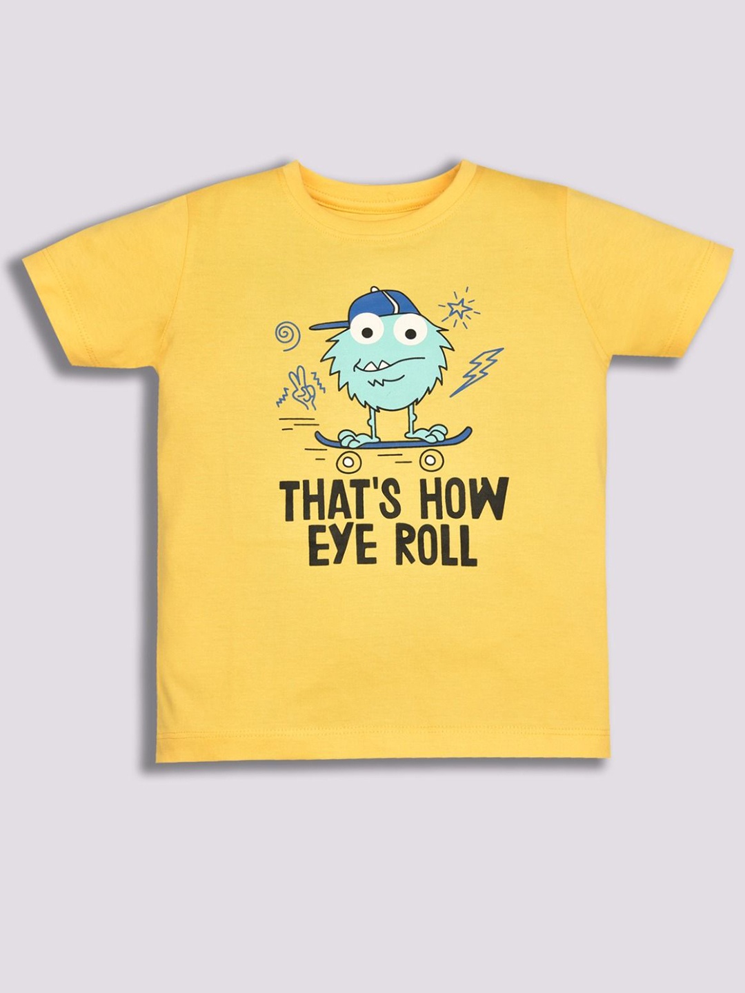 

YK Boys Graphic Printed Round Neck Cotton T-shirt, Yellow