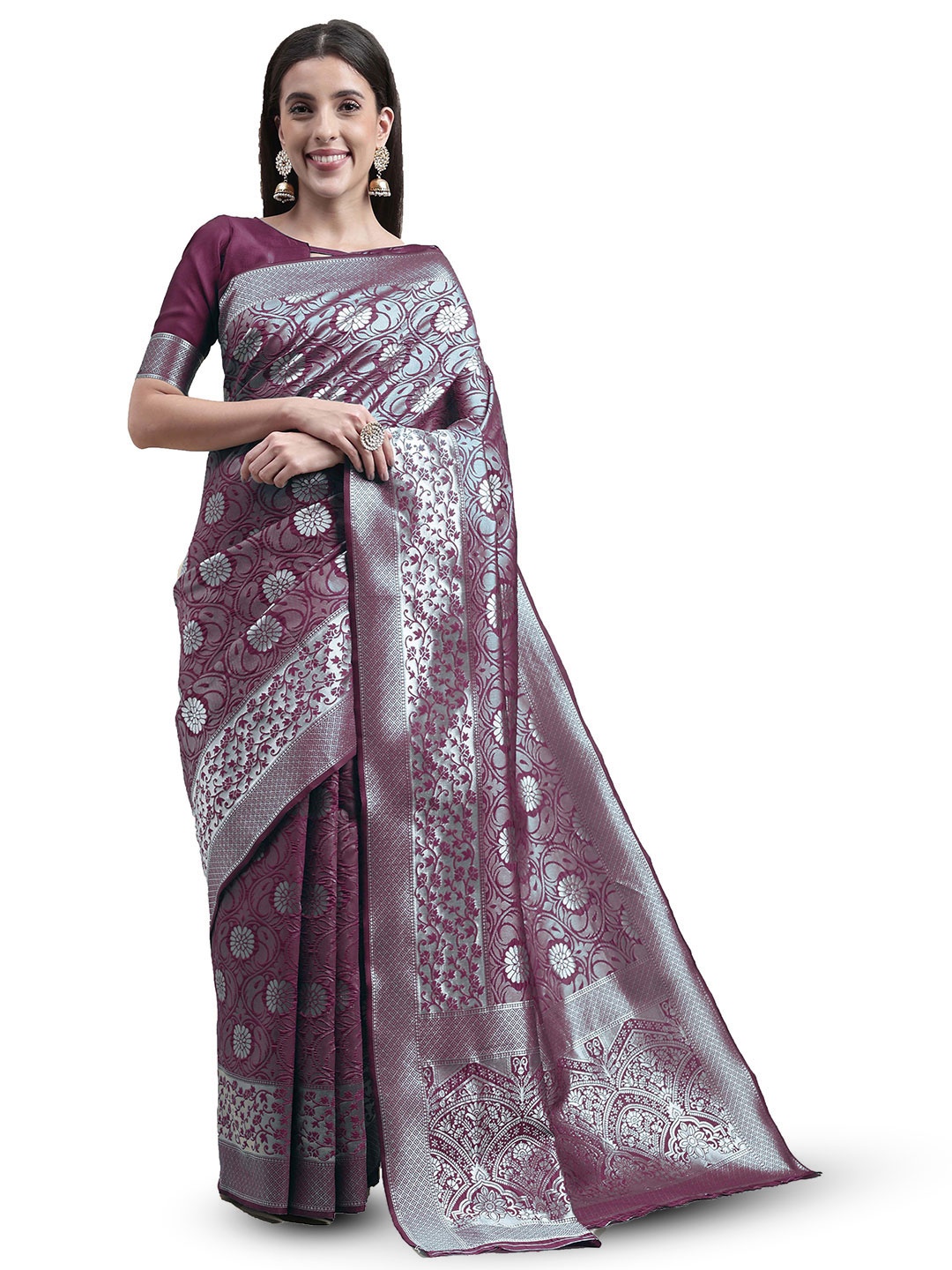

Maroosh Woven Design Zari Saree, Purple
